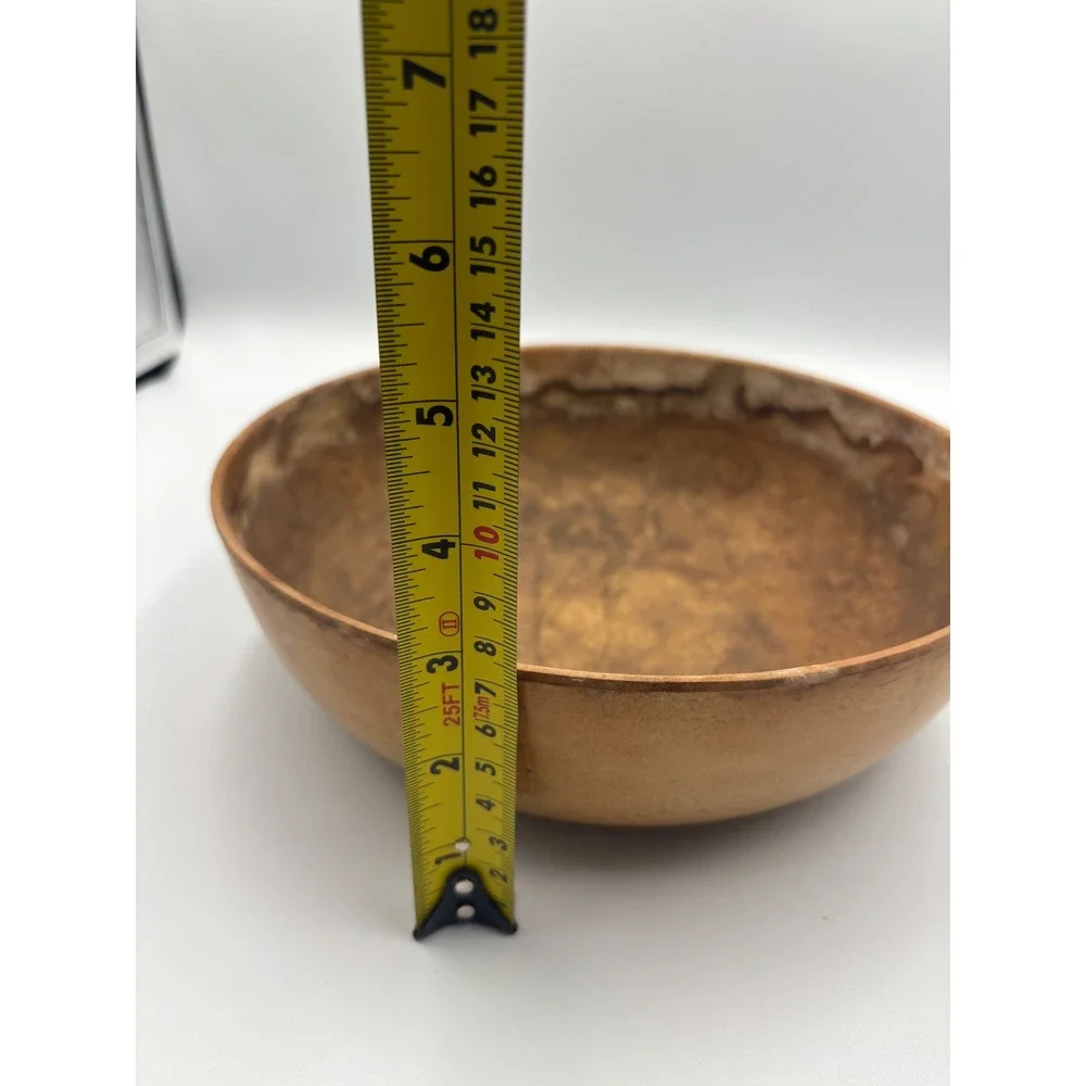 Vintage Ellingers Agatized Wood Serving Bowl 100 Sheboygan WI Mid Century Brown
